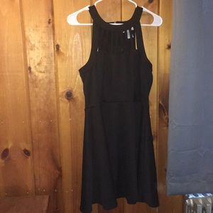 Little black dress with rectangular cutouts